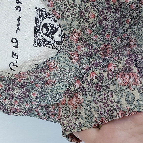 Artizara Neutral Floral Ditzy print Mini Dress boho Minimalist Sz.10 - Picture 3 of 9